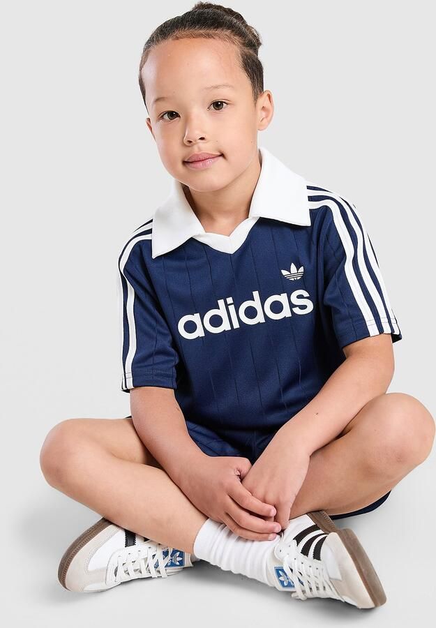 Adidas Originals Pinstripe T-Shirt Shorts Set Children Blauw Kind Blauw