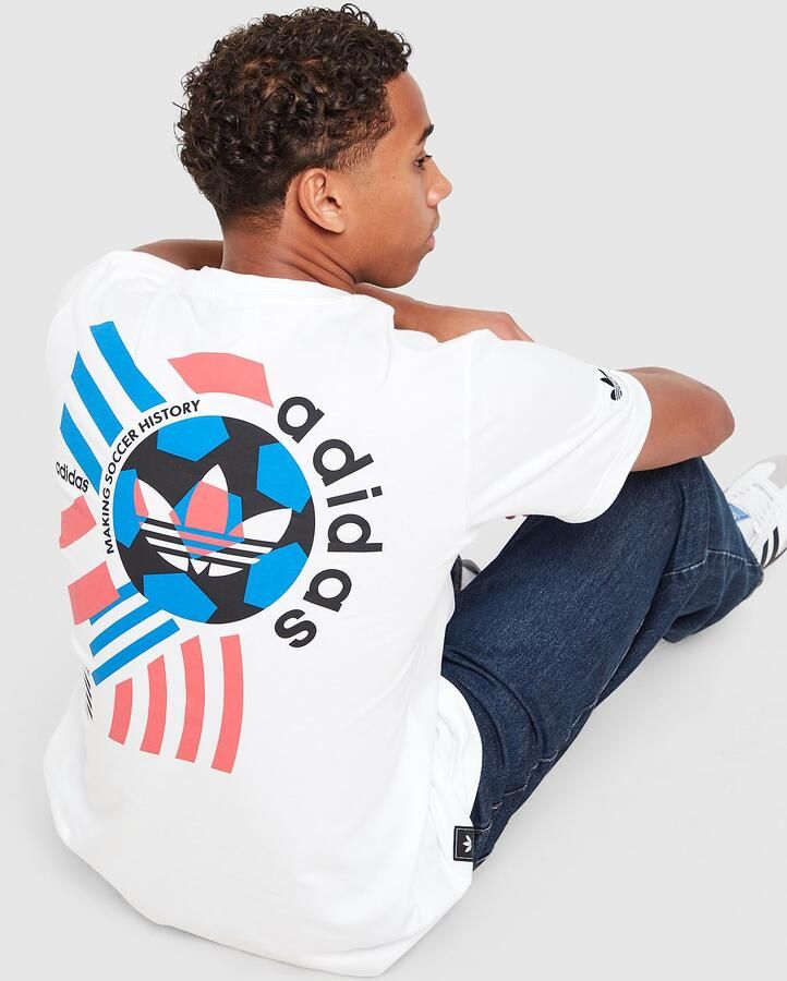 Adidas Originals Retro Football Graphic T-Shirt Wit- Heren Wit