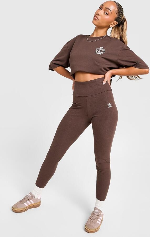 Adidas Originals Ribbed Leggings Bruin- Dames Bruin