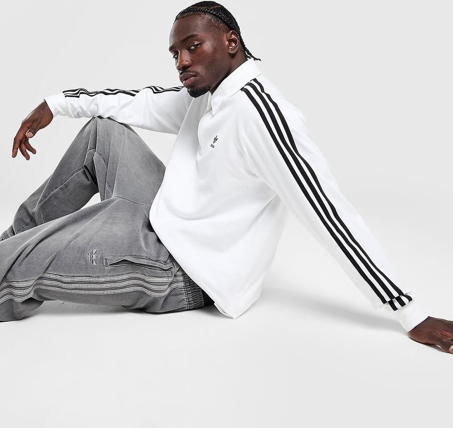Adidas Originals Rugby Long Sleeve Polo Shirt Wit- Heren Wit