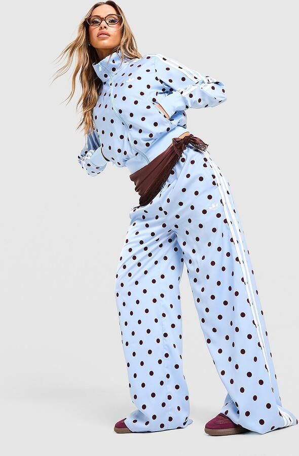 Adidas Originals Satin Polka Dots Wide Leg Broek Blauw- Dames Blauw