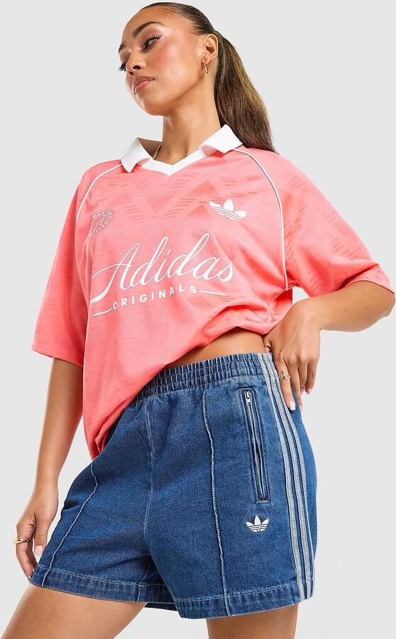 Adidas Originals Script Football Collar T-Shirt Rood- Dames Rood