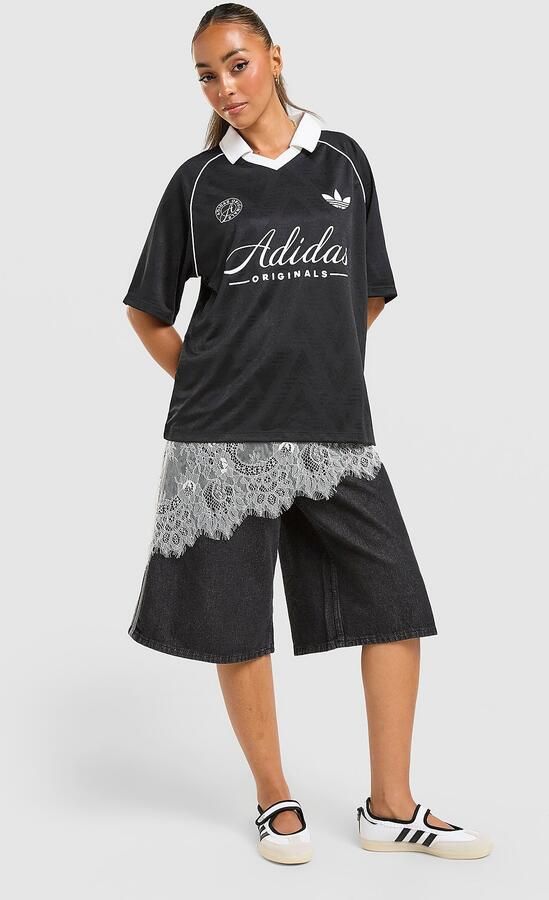 Adidas Originals Script Football Collar T-Shirt Zwart- Dames Zwart