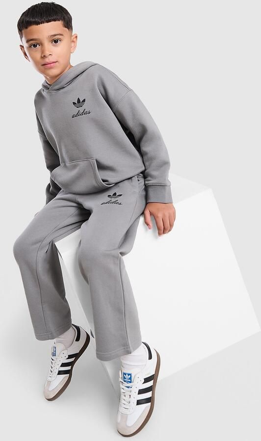 Adidas Originals Script Overhead Wide Leg Tracksuit Children Grijs Kind Grijs