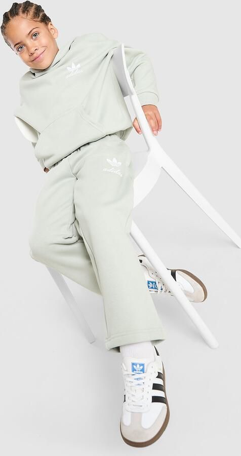 Adidas Originals Script Overhead Wide Leg Tracksuit Children Groen Kind Groen
