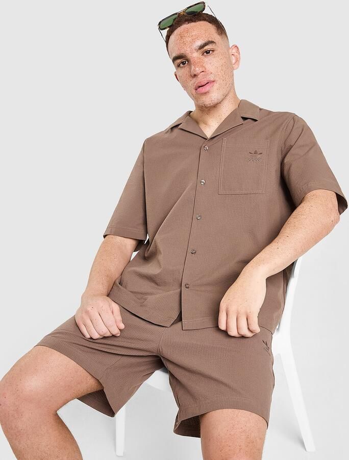Adidas Originals Seersucker Shirt Bruin- Heren Bruin