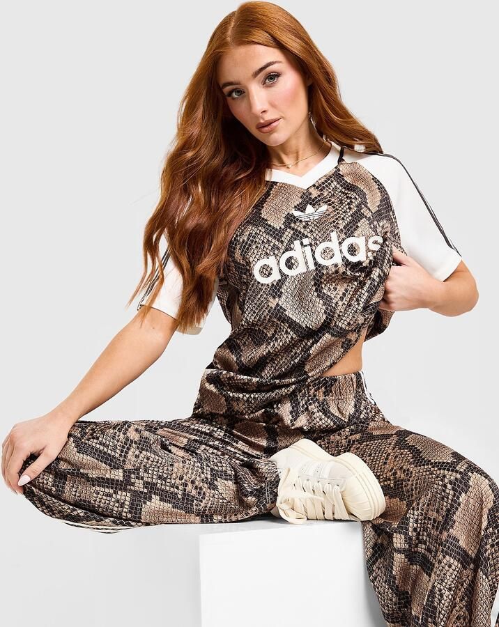Adidas Originals Snake Satin Football T-Shirt Beige- Dames Beige - Foto 7