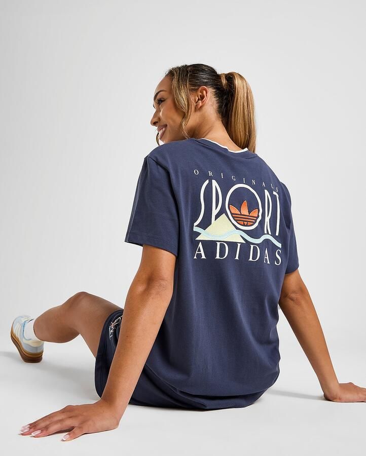 Adidas Originals Sport Graphic Boyfriend T-Shirt Blauw- Dames Blauw
