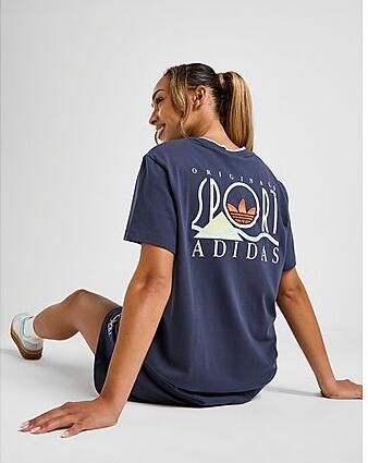 Adidas Originals Sport Graphic Boyfriend T-Shirt Navy- Dames Navy