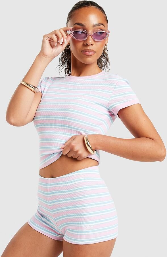 Adidas Originals Stripe Micro Shorts Roze- Dames Roze