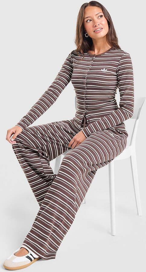Adidas Originals Stripe Ribbed Joggers Bruin- Dames Bruin