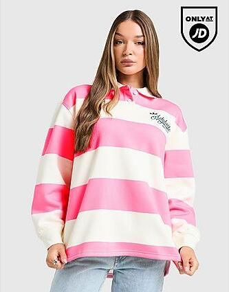 Adidas Originals Stripe Rugby Long Sleeve Top Pink- Dames Pink