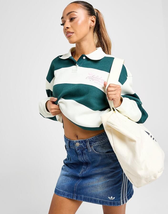 Adidas Originals Stripe Rugby Sweatshirt Groen- Dames Groen