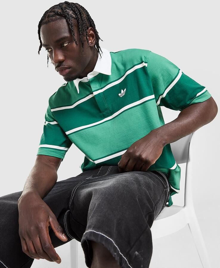 Adidas Originals Striped Rugby Polo Shirt Groen- Heren Groen