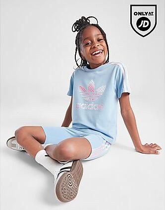 Adidas Originals Trefoil All Over Print T-Shirt Shorts Set Children Blue