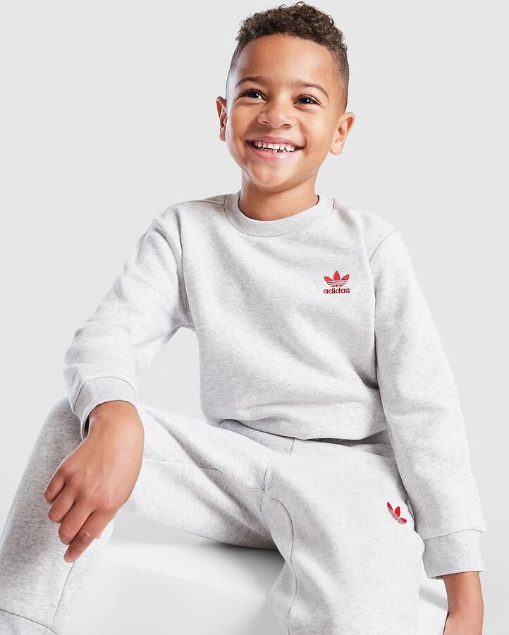 Adidas Originals Trefoil Essential Crew Tracksuit Children Grijs