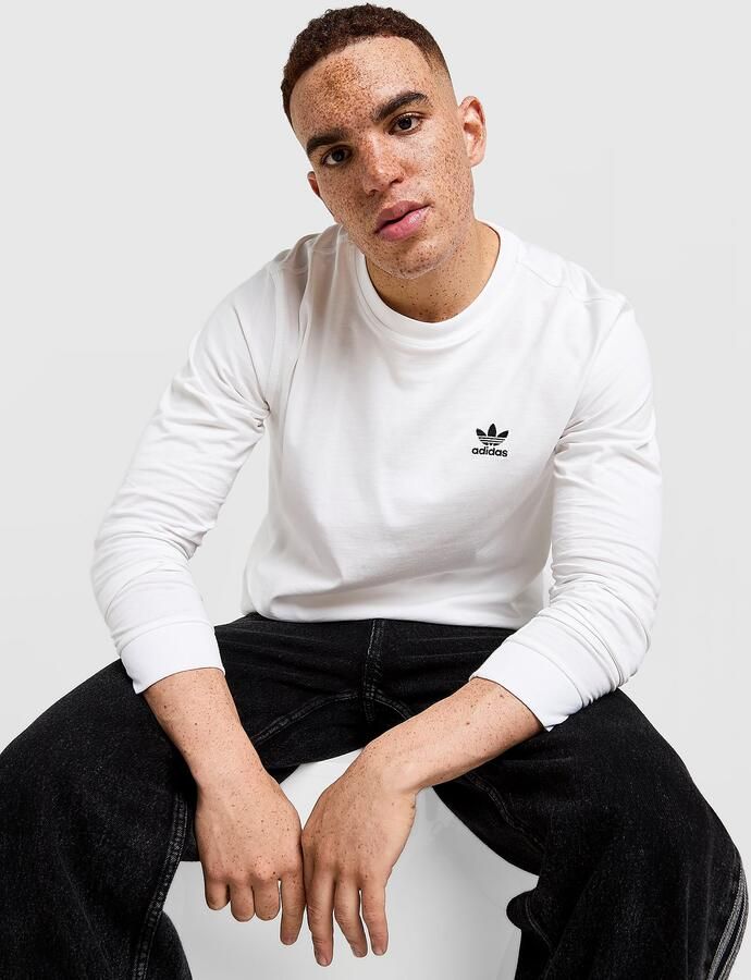 Adidas Originals Trefoil Essential Long Sleeve T-Shirt Wit- Heren Wit