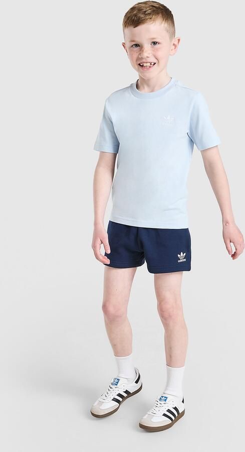Adidas Originals Trefoil Essential T-Shirt Shorts Set Children Blauw Kind Blauw