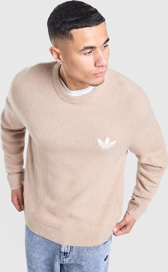 Adidas Originals Trefoil Essentials Knit Sweatshirt Beige- Heren Beige