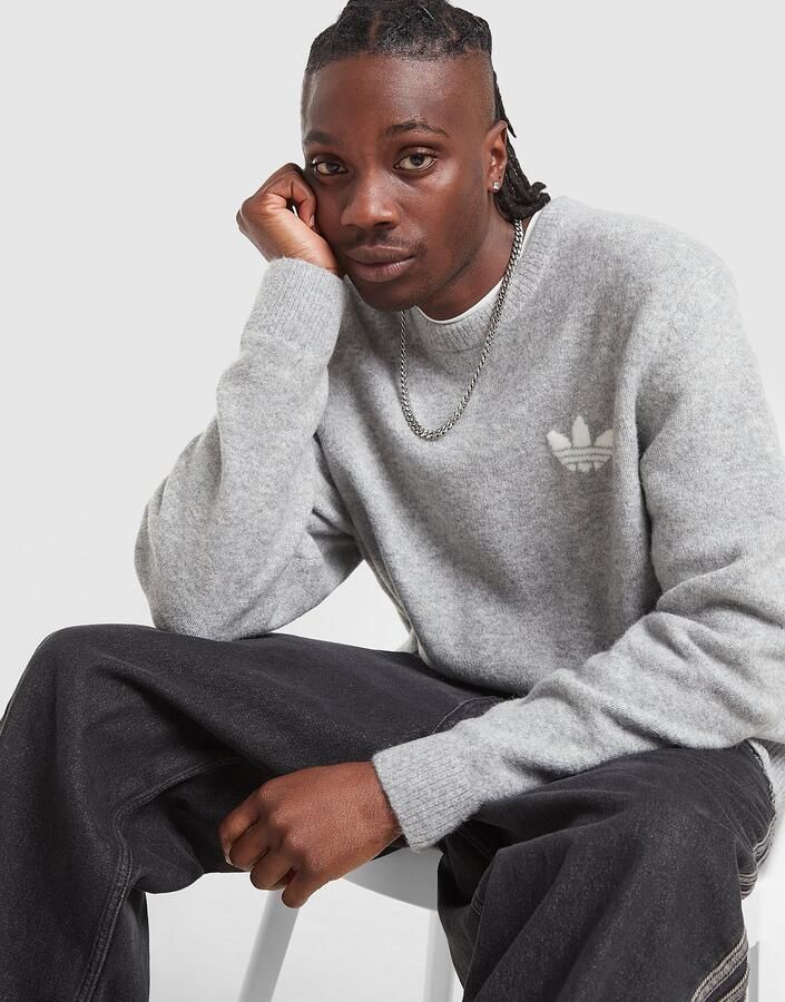 Adidas Originals Trefoil Essentials Knit Sweatshirt Grijs- Heren Grijs
