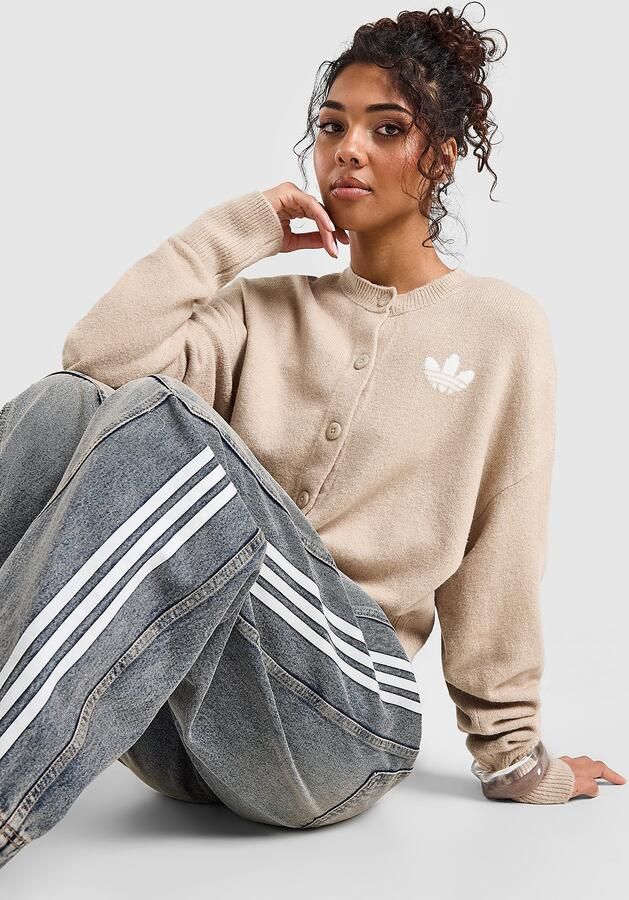 Adidas Originals Trefoil Knit Cardigan Beige- Dames Beige