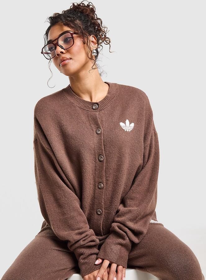 Adidas Originals Trefoil Knit Cardigan Bruin- Dames Bruin