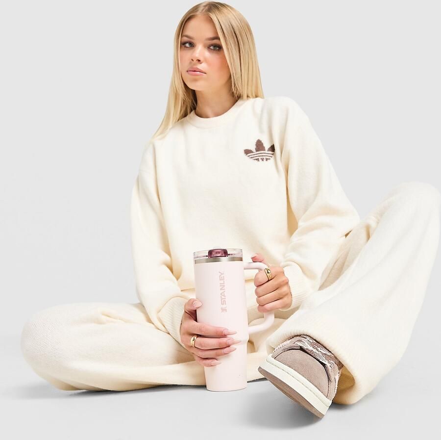 Adidas Originals Trefoil Knit Crew Sweatshirt Crème- Dames Crème