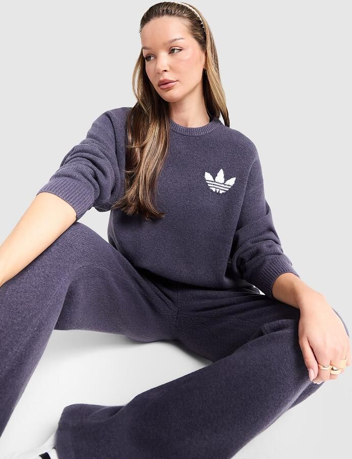 Adidas Originals Trefoil Knit Crew Sweatshirt Grijs- Dames Grijs
