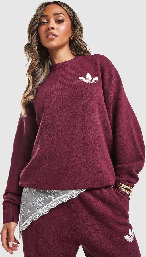Adidas Originals Trefoil Knit Crew Sweatshirt Rood- Dames Rood