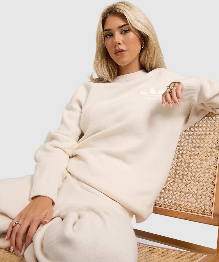 Adidas Originals Trefoil Knit Crew Sweatshirt Wit- Dames Wit - Foto 2