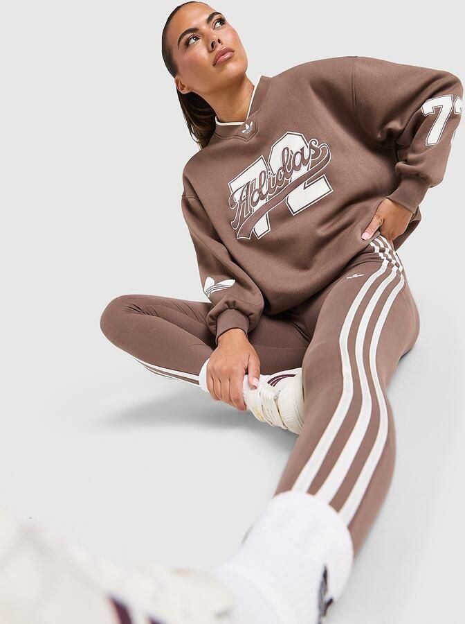 Adidas Originals Varsity V Neck Sweatshirt Bruin- Dames Bruin