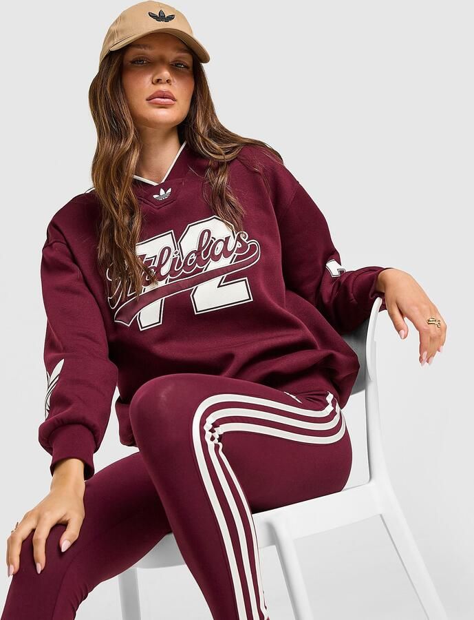 Adidas Originals Varsity V Neck Sweatshirt Rood- Dames Rood