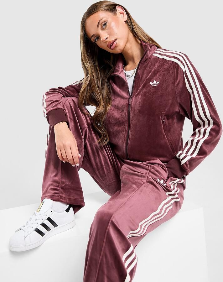Adidas Originals Velour 3-Stripes Track Top Rood- Dames Rood