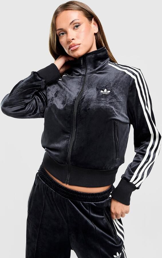 Adidas Originals Velour 3-Stripes Track Top Zwart- Dames Zwart