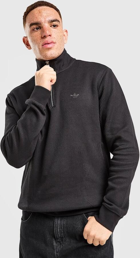 Adidas Originals Waffle 1 4 Zip Sweatshirt Zwart- Heren Zwart