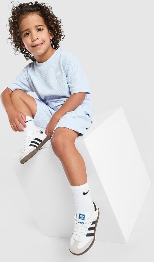 Adidas Originals Waffle T-Shirt Shorts Set Children Blauw Kind Blauw
