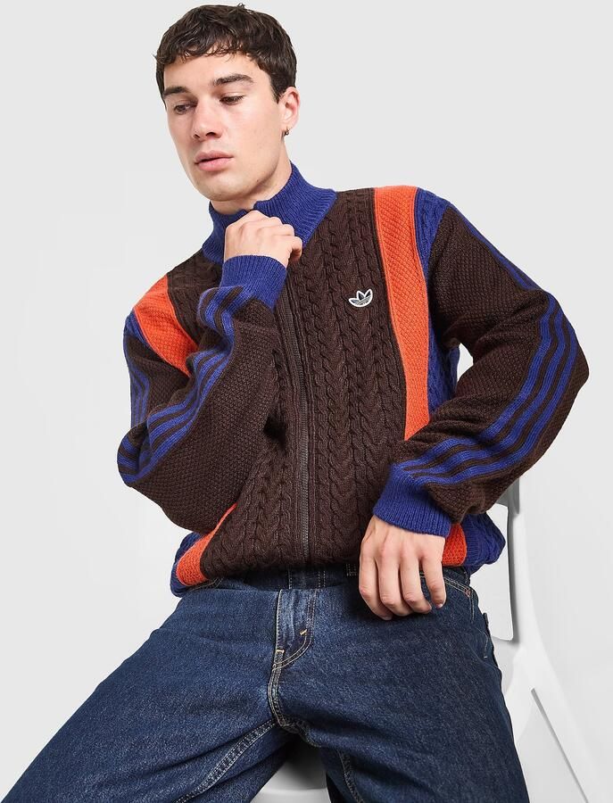 Adidas Originals Winter Club Knitted Full Zip Track Top Bruin- Heren Bruin