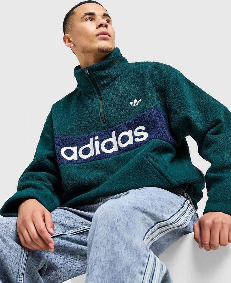 Adidas Sherpa 1 4 Zip Fleece Sweatshirt Groen- Heren Groen