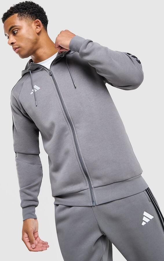 Adidas Tiro Essentials 3-Stripes Full Zip Hoodie Grijs- Heren Grijs