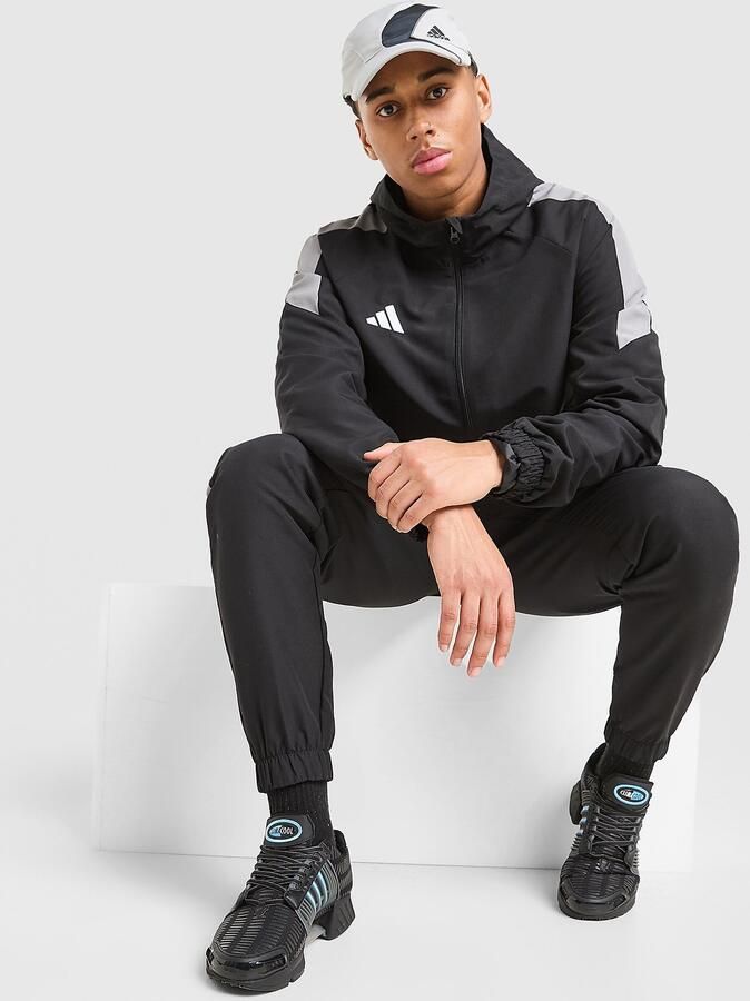 Adidas Tiro Woven Full Zip Hooded Jacket Zwart- Heren Zwart