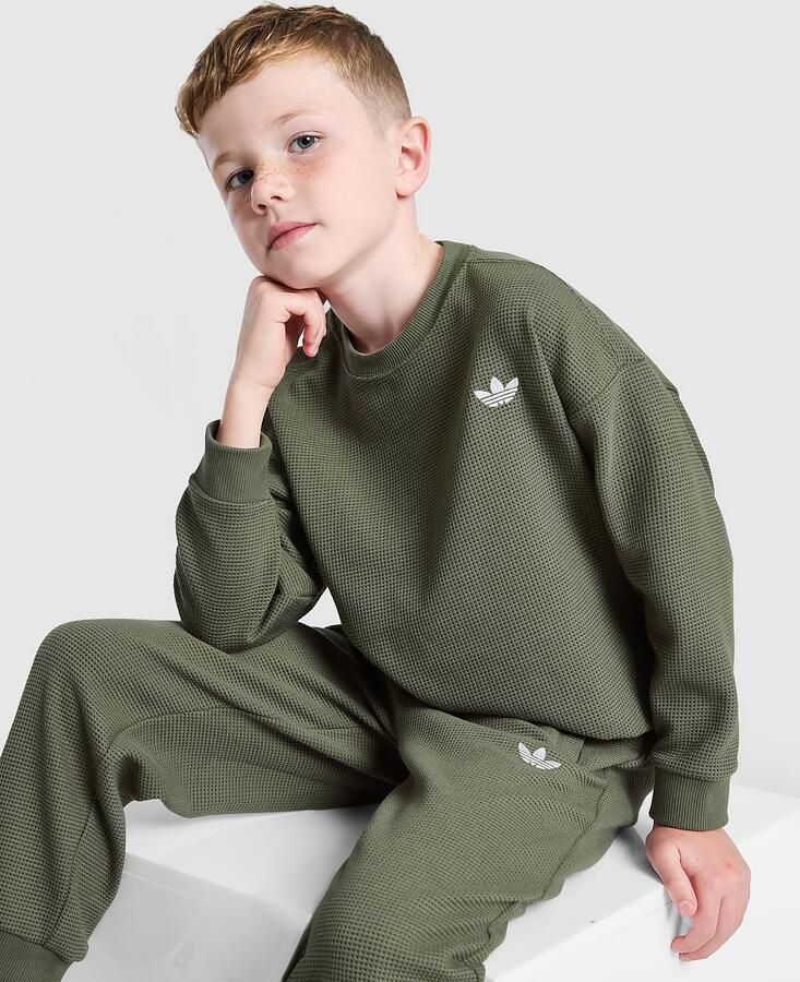 Adidas Waffle Crew Tracksuit Set Children's Groen Kind Groen