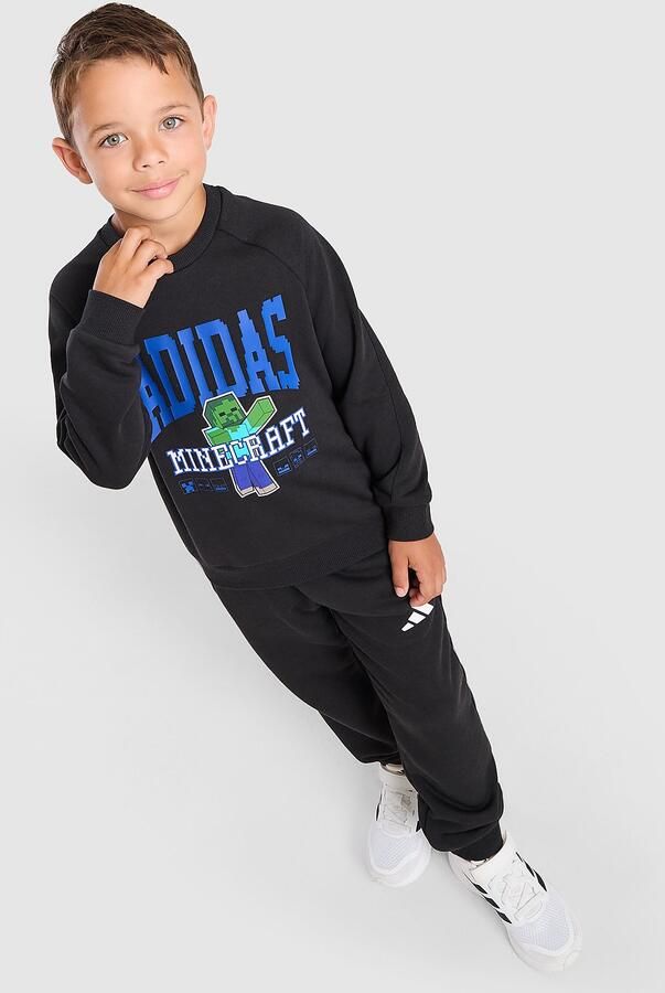 Adidas x Minecraft Crew Tracksuit Children Zwart Kind Zwart