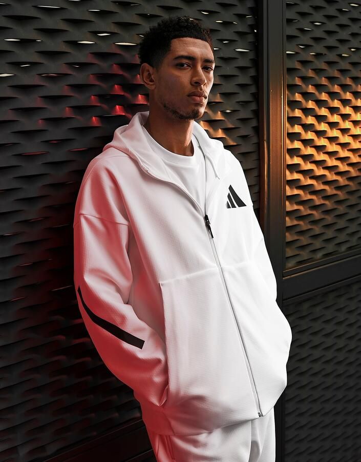 Adidas Hooded Track Jacket met volledige rits Wit White Heren - Foto 3