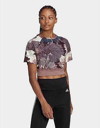 Adidas Allover Print Cropped T-shirt Purple Multicolor Purple- Dames