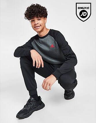 Adidas Badge Of Sport Contrast Crew Tracksuit Junior Black