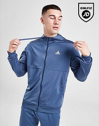 Adidas Badge of Sport Linear Full Zip Hoodie Blue- Heren