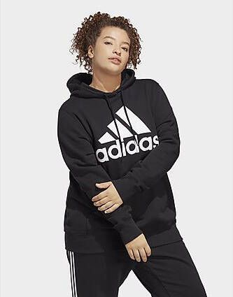 Adidas Essentials Big Logo Regular French Terry Hoodie (Grote Maat) Black White- Dames