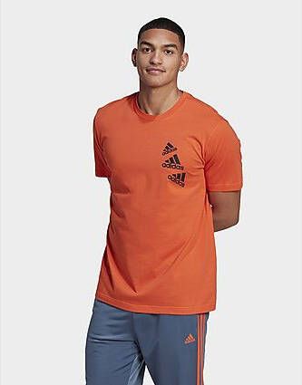 Adidas Essentials BrandLove T-shirt Semi Impact Orange Black- Heren