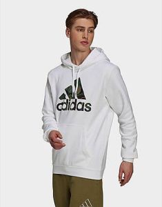 Adidas Essentials Fleece Camo-Print Hoodie White- Heren