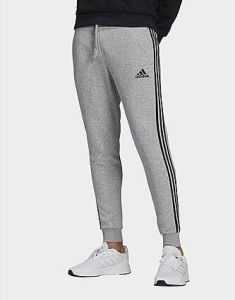 Adidas Essentials Fleece Fitted 3-Stripes Broek Medium Grey Heather Black- Heren
